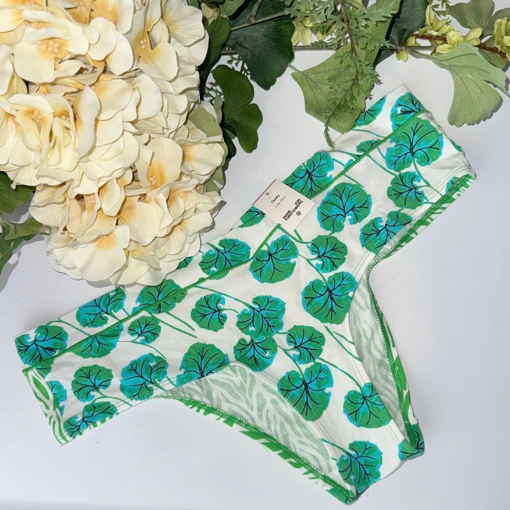 Diane von Furstenberg for Target Split Print Bikini Panty Green Leaf Zebra NWT S